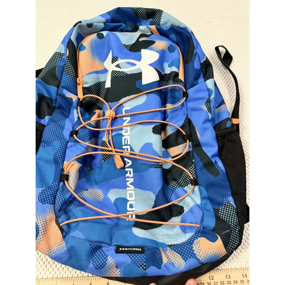 Under Armour Hustle Sport Backpack Blue/Orange Camo